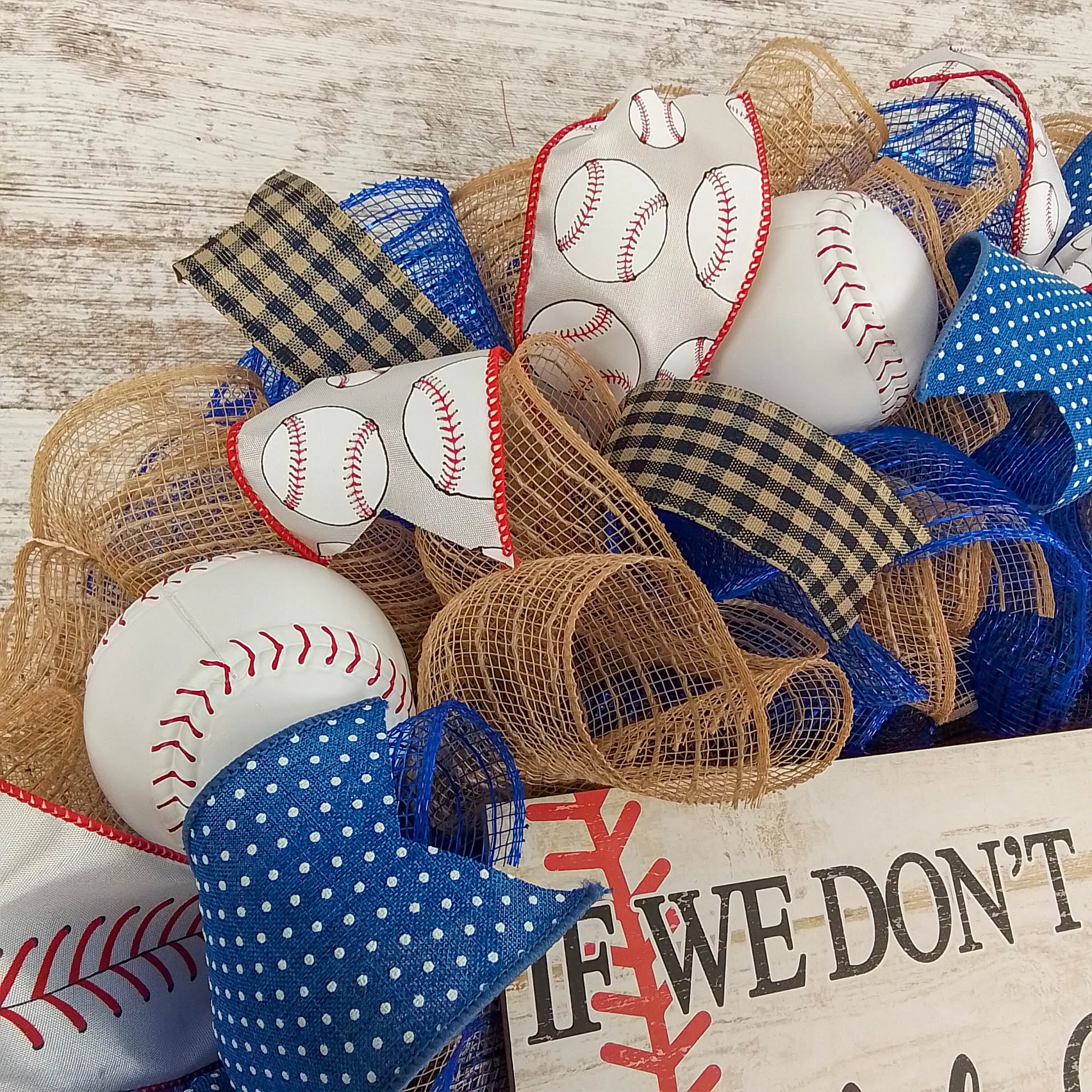 We're at the Ball Field Baseball Wreath | Royal Blue, Red, White