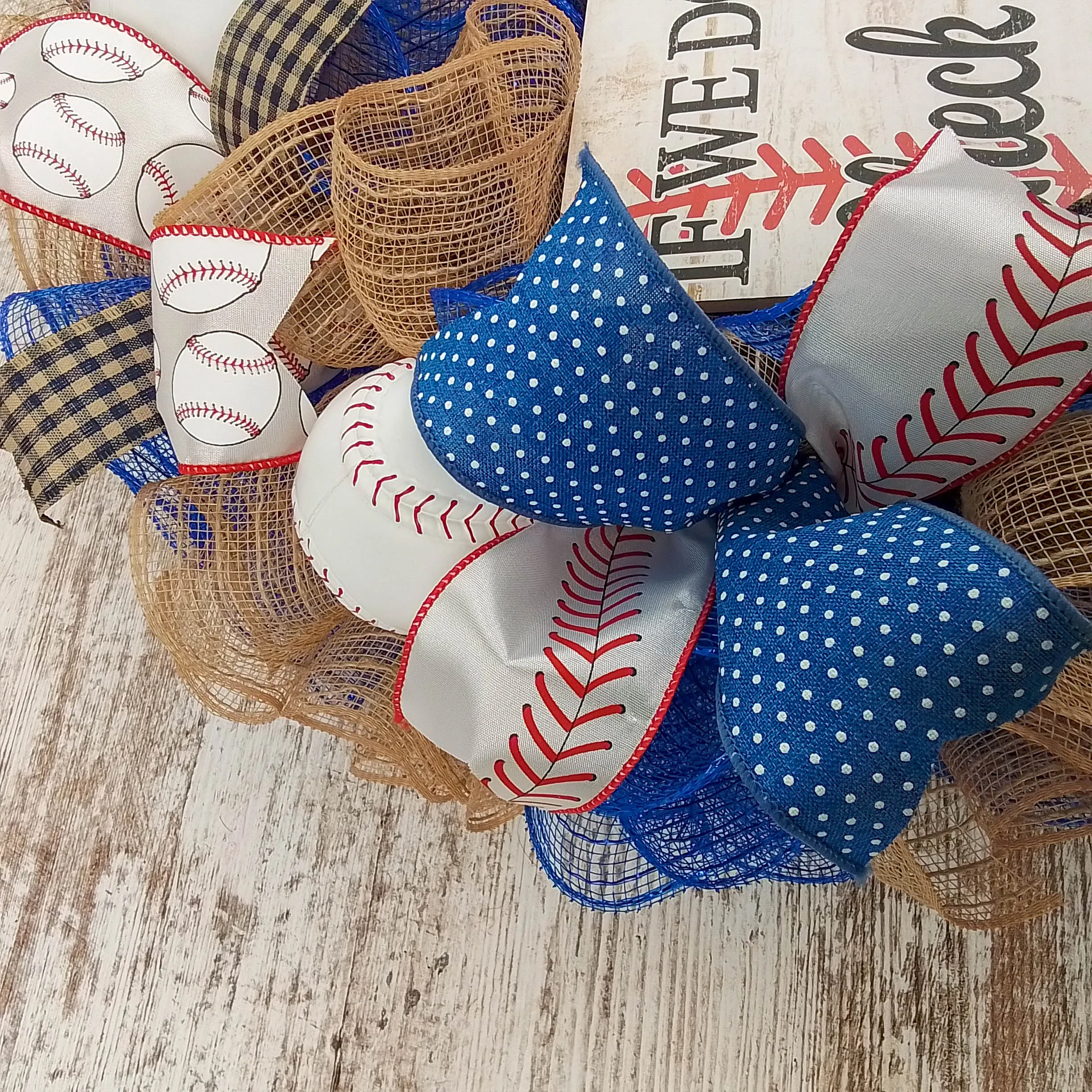 We're at the Ball Field Baseball Wreath | Royal Blue, Red, White