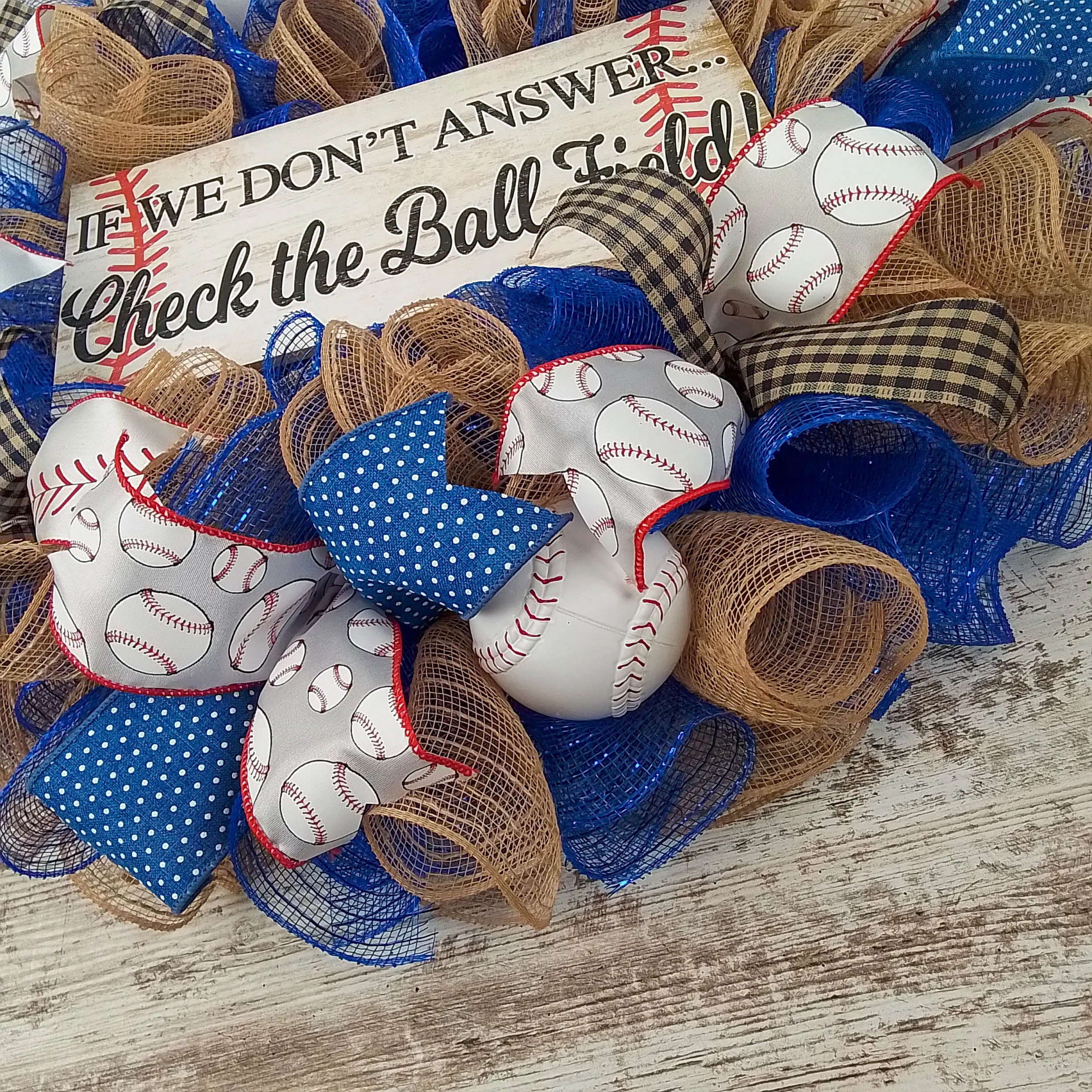 We're at the Ball Field Baseball Wreath | Royal Blue, Red, White