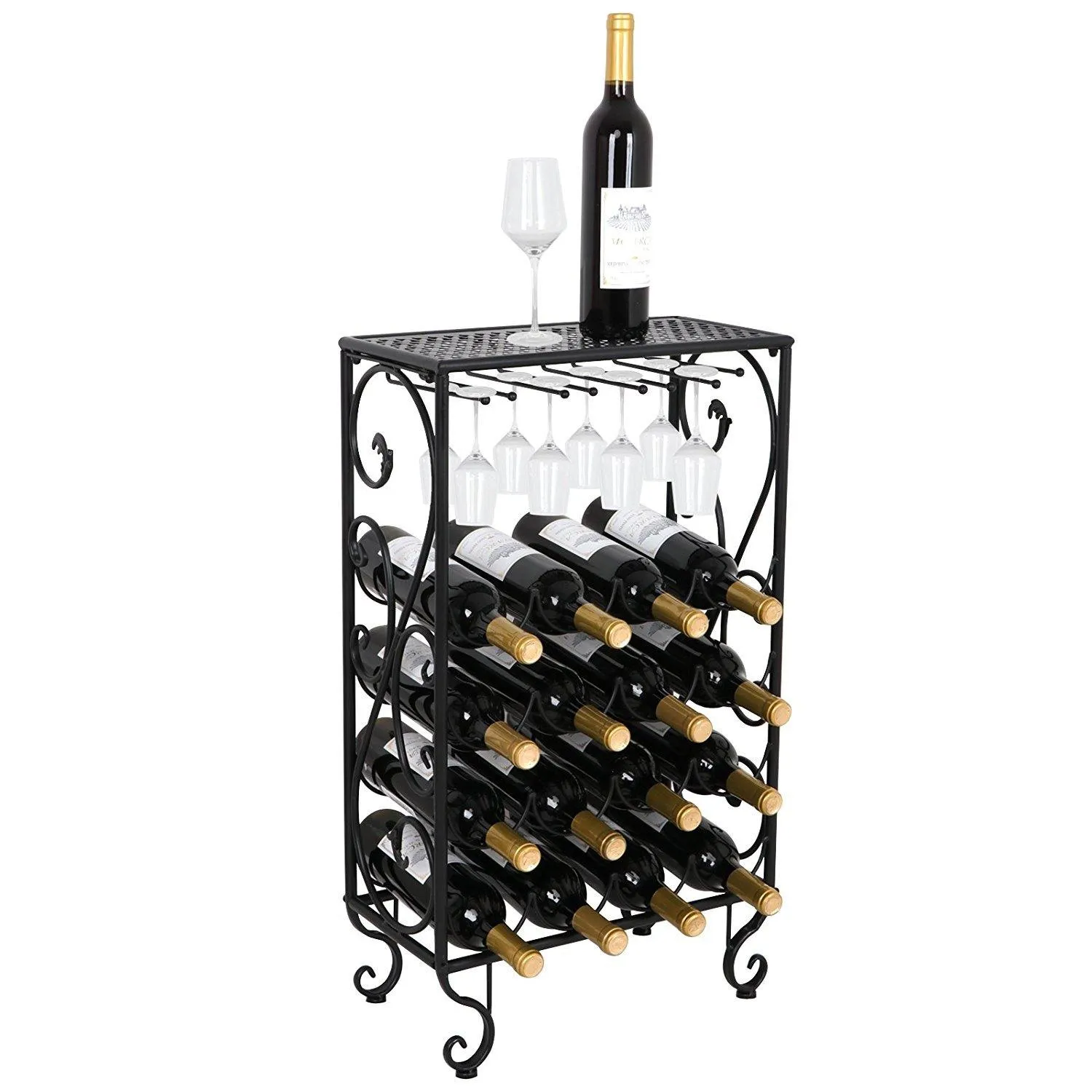 ZENY™ 16 Bottle Wine Bottle Holder Origanizer Free Standing Display Rack